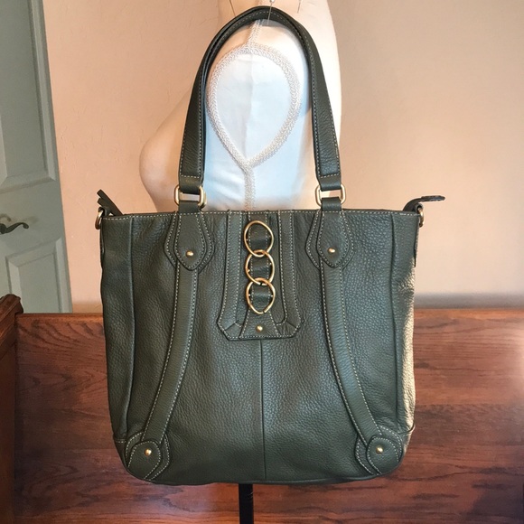 a.n.a GREEN LEATHER SHOULDER BAG - Picture 1 of 11